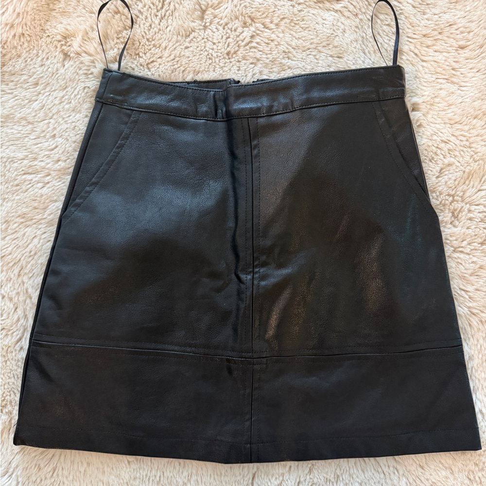 Black Leather Mini Skirt Petal & Pup Sz XS *flaws*